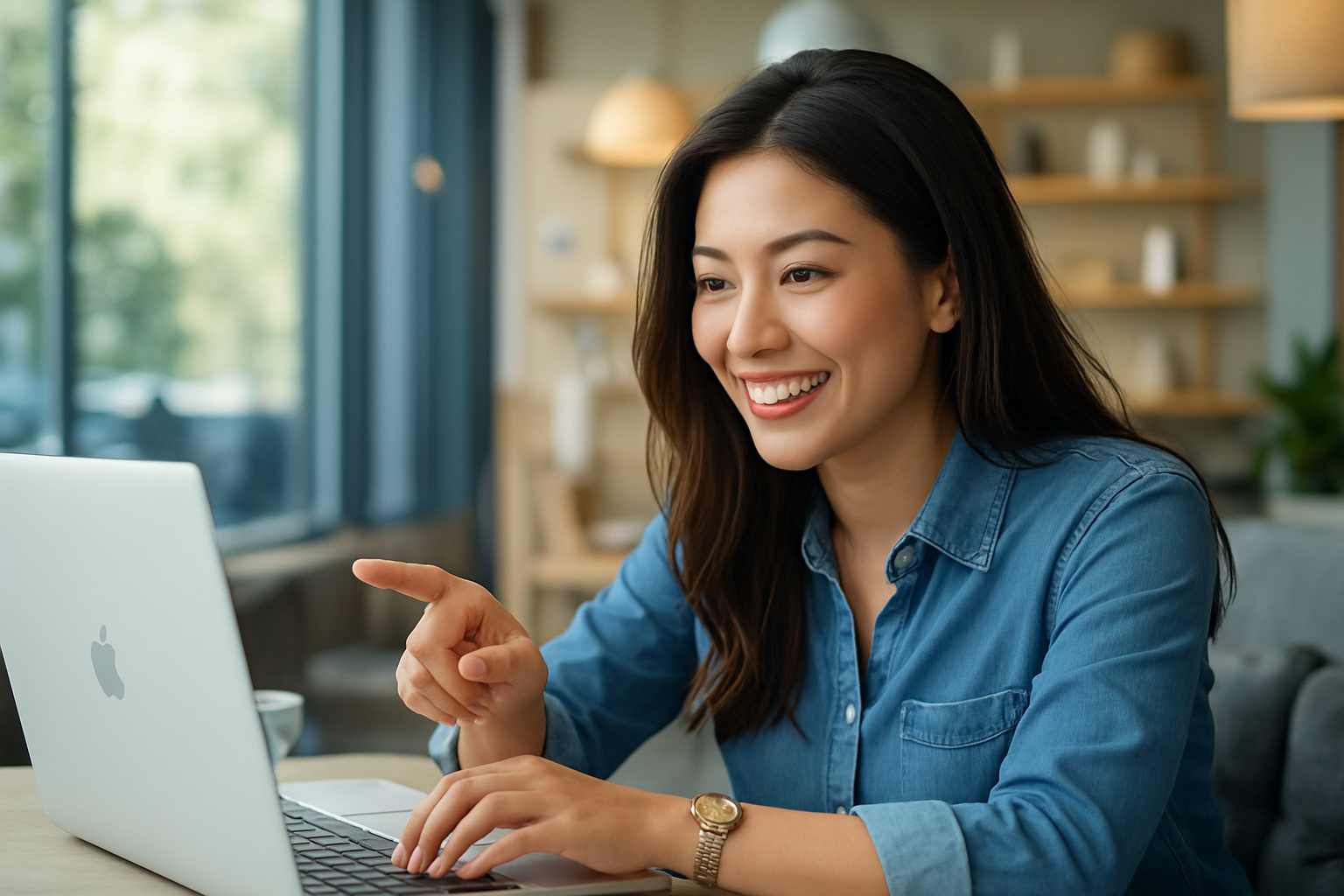 business lady in front of a laptop